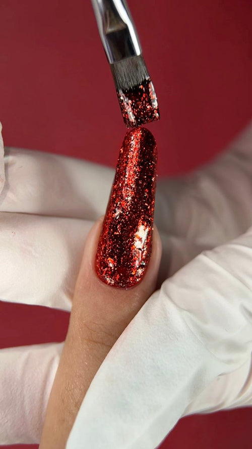 Art Glitter rouge, gel pailleté, Trendy Nails