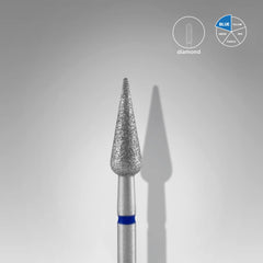 Embout diamant, « poire pointue », bleu, diamètre 4 mm, partie active 12 mm - Staleks Pro