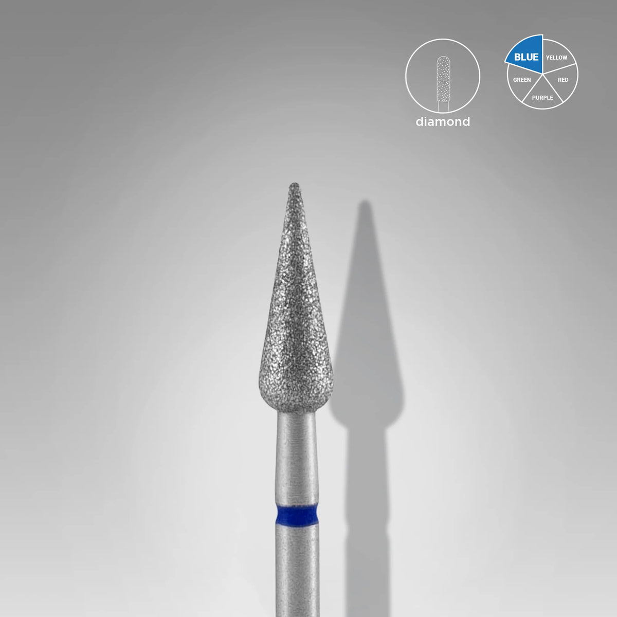 Embout diamant, « poire pointue », bleu, diamètre 4 mm, partie active 12 mm - Staleks Pro